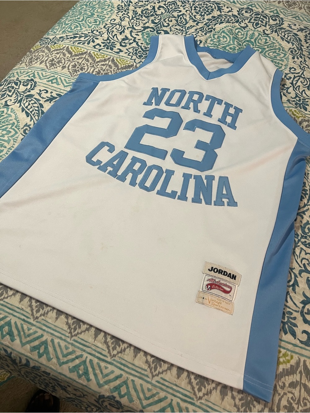Michael Jordan White and Light Blue North Carolina #23 Basketball Jersey